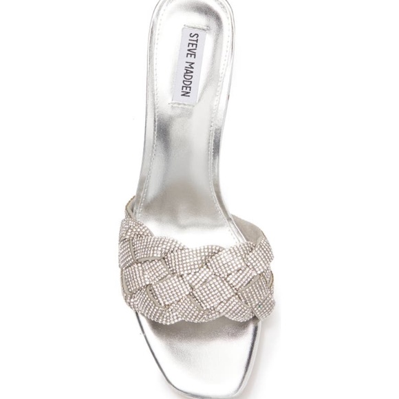 Steve Madden Silver Maillot Braided Embellished Mules - Sz 6 - New in Box - Picture 14 of 14
